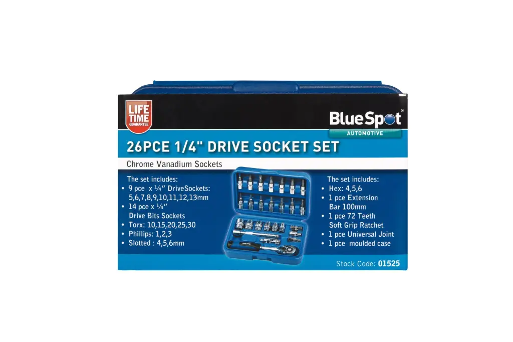 [1525] 26 PCE 1/4" Metric Socket Set (5-13mm)