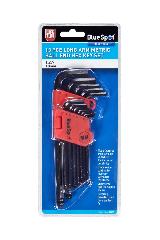 13 PCE Long Arm Metric Ball End Hex Key Set (1.27-10mm)