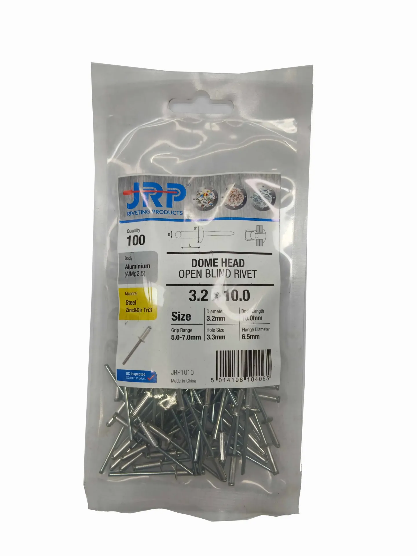 3.2 x 10 Alu Pop Rivet BAG100