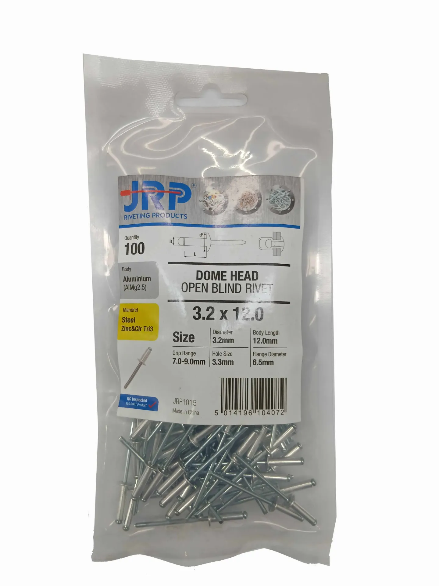 3.2 x 12 Alu Pop Rivet BAG100