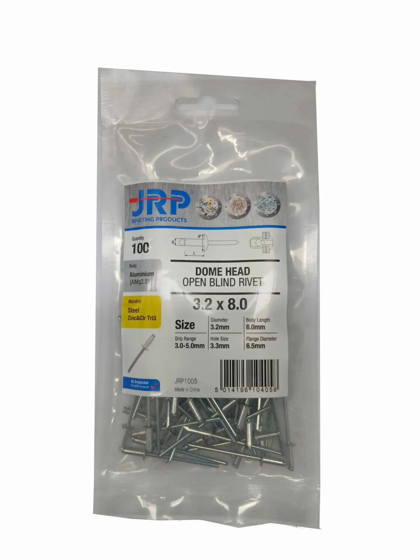 3.2 x 8 Alu Pop Rivet BAG100