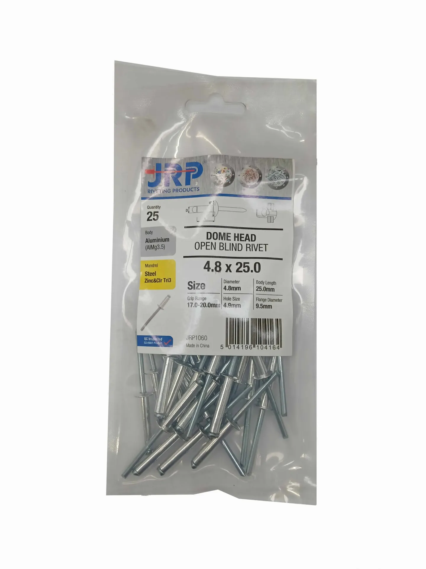 4.8 x 25 Alu Pop Rivet BAG25