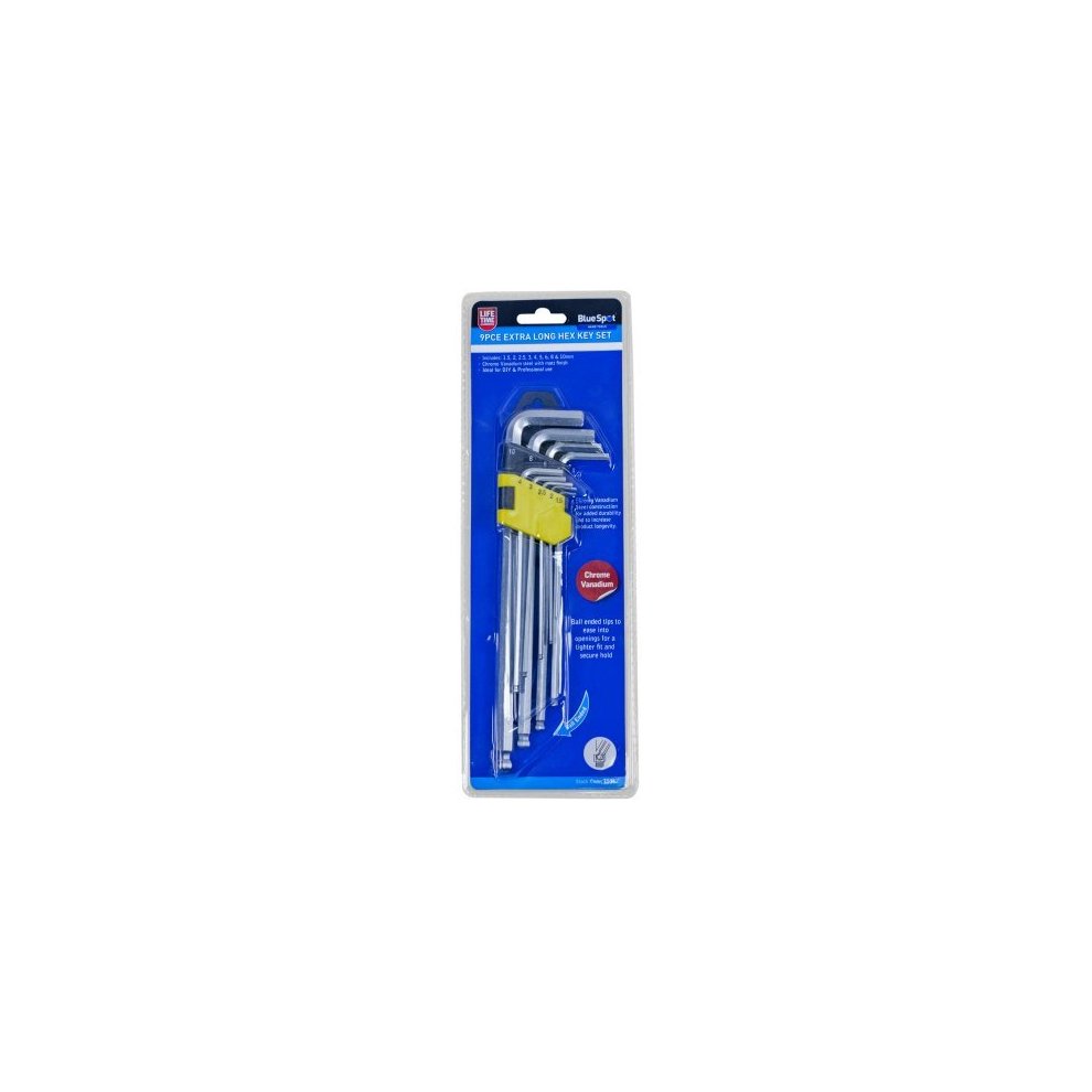 Extra Long Hex Key Set 9pc