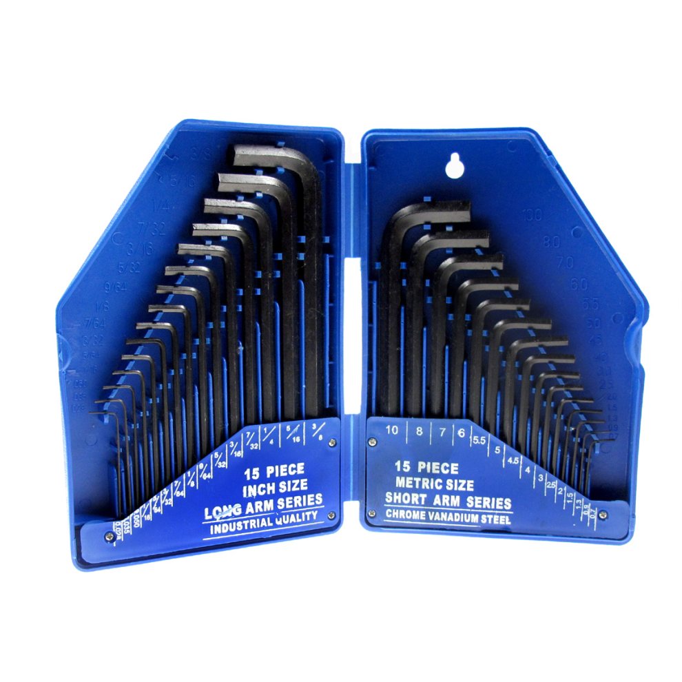 30 PCE Metric & Imperial Hex Key Set (0.7-10mm)(0.028"-3/8")